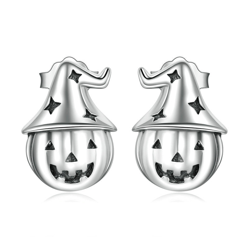 Boucles d'oreilles citrouille d'Halloween en argent sterling 925