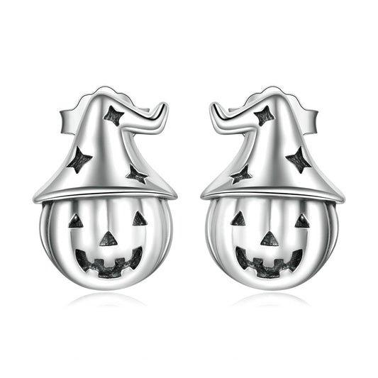 Boucles d'oreilles citrouille d'Halloween en argent sterling 925