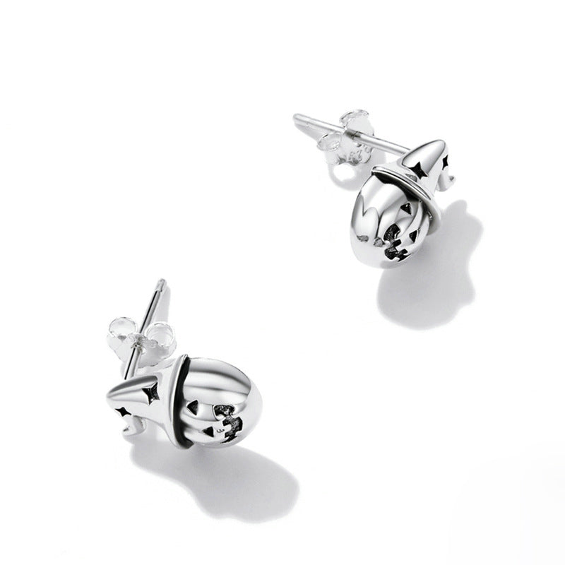 Boucles d'oreilles citrouille d'Halloween en argent sterling 925