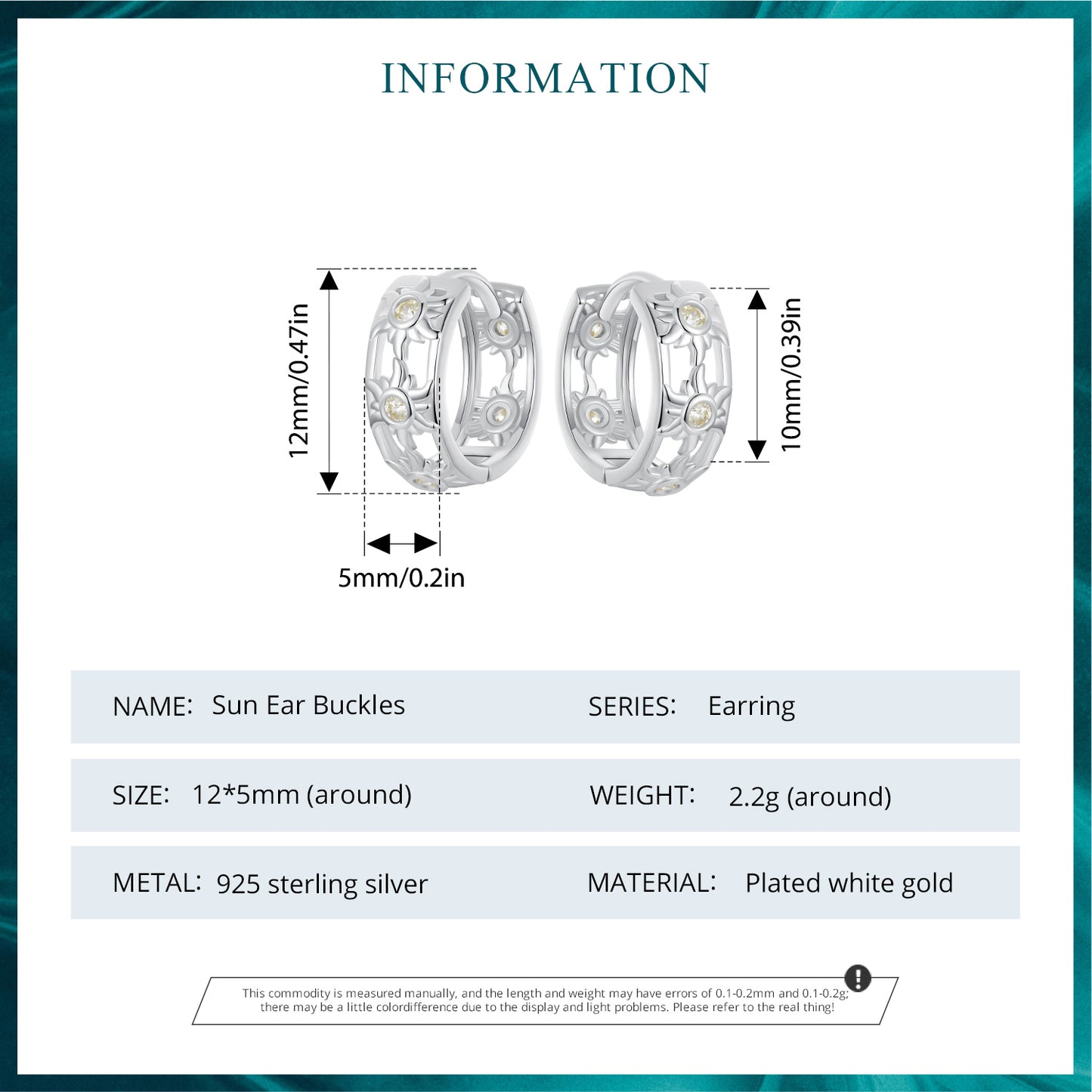 Hoop Earrings Sun Patterns Openwork S925 Silver With CZ Stone