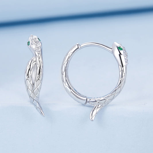 Hoop Earrings Spirit Snake S925 Silver With CZ Stone