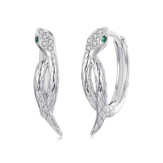 Hoop Earrings Spirit Snake S925 Silver With CZ Stone