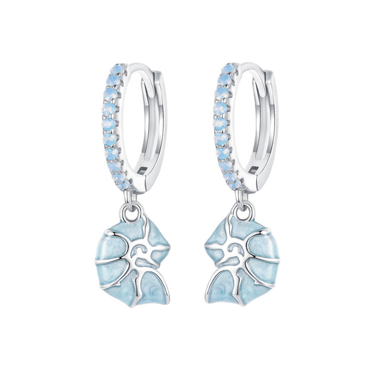 Drop Earrings Blue Conch S925 Silver With Nano Opal Stone