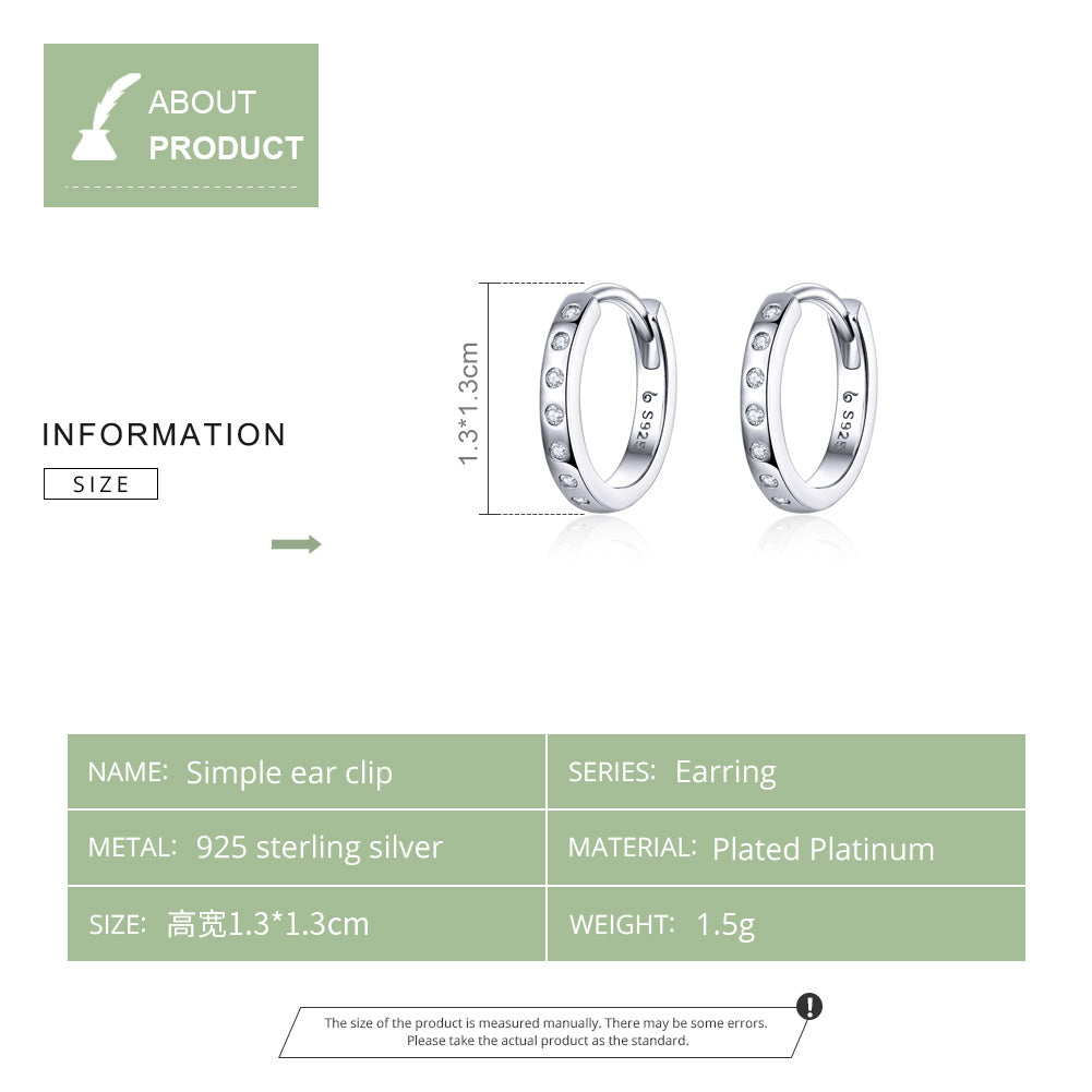 Creolen Einfacher Ring S925 Silber mit eingelegten Zirkonen