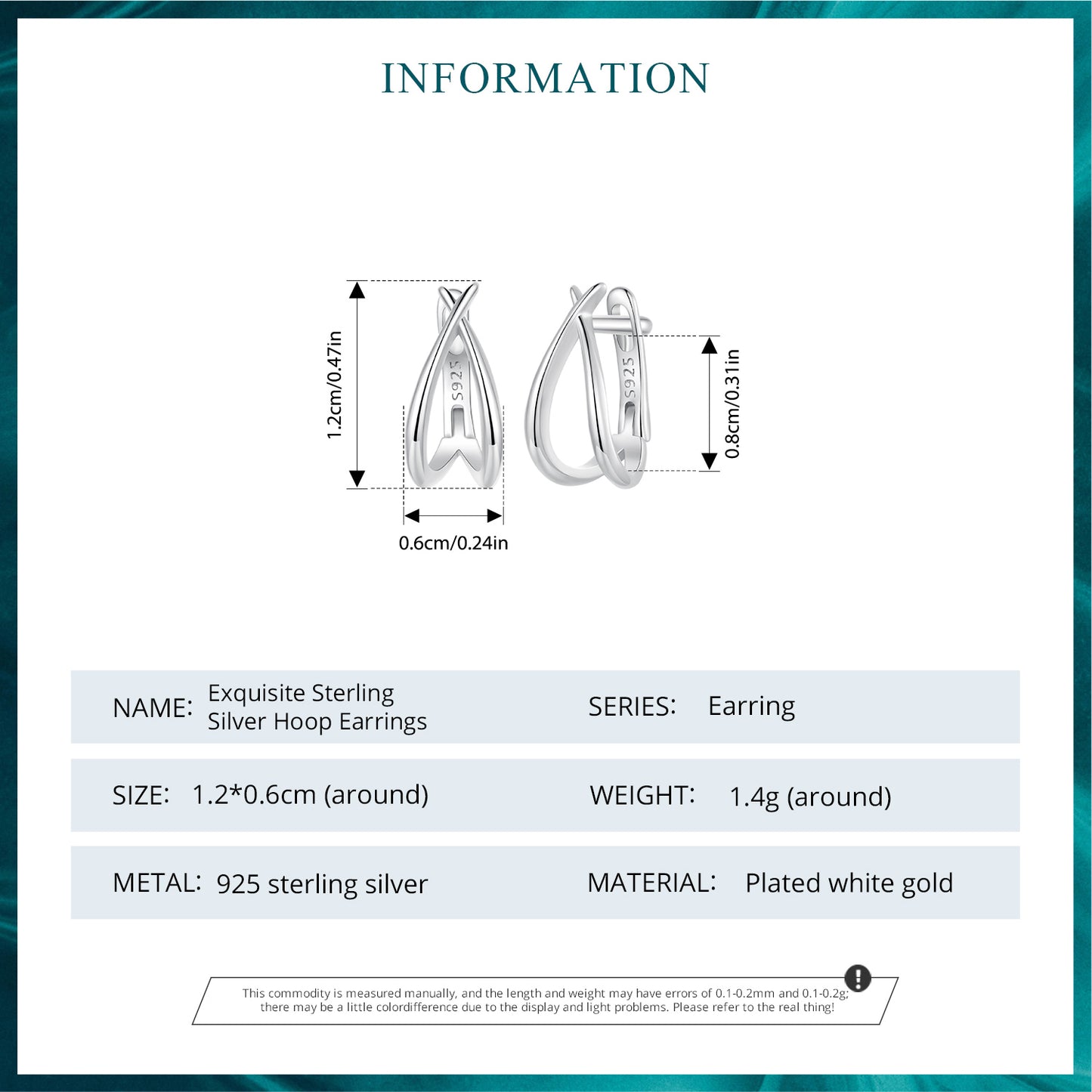 Hoop Earrings Simple Design S925 Silver