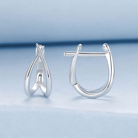 Hoop Earrings Simple Design S925 Silver