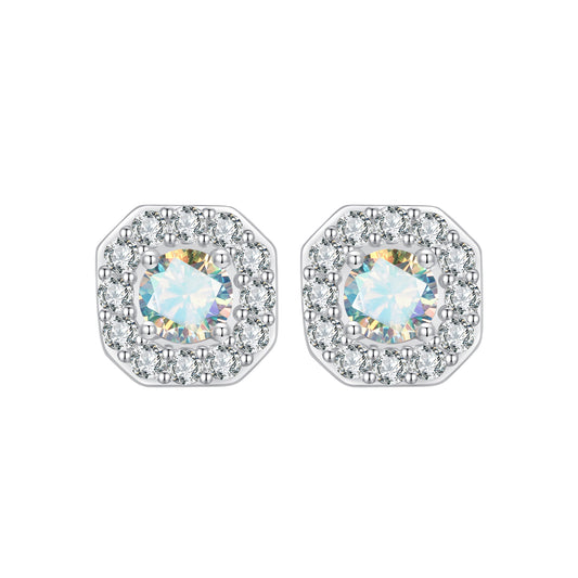 Stud Earrings Splendid Cube S925 Silver Inlaid CZ Stones