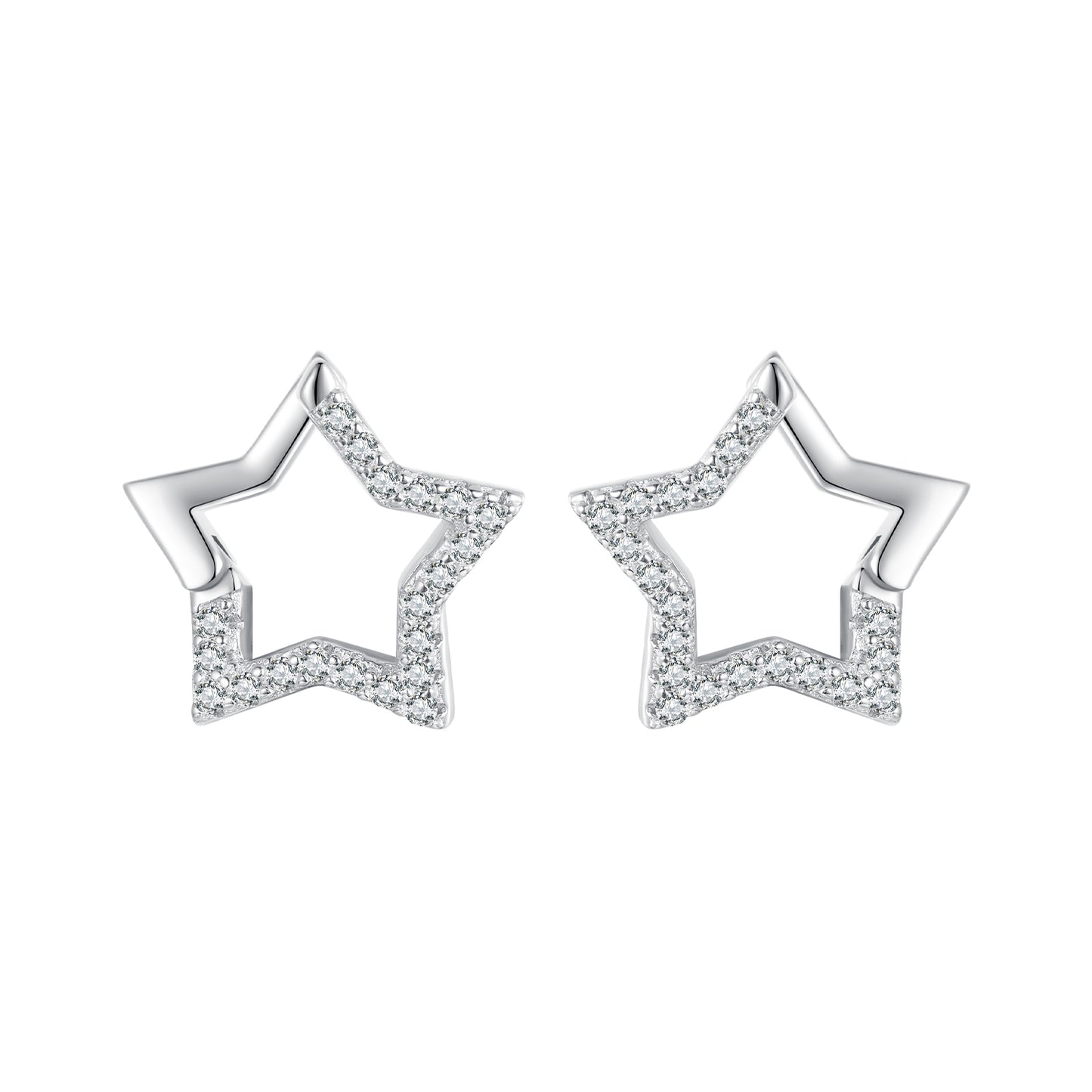 Stud Earrings Shining Star S925 Silver With CZ Stones