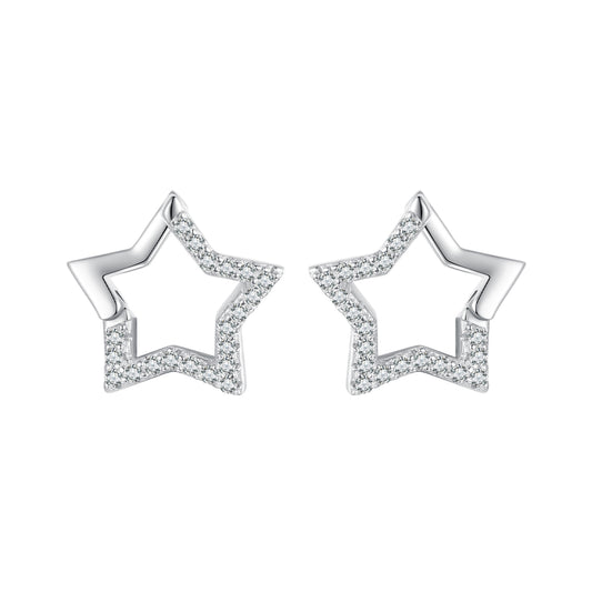 Stud Earrings Shining Star S925 Silver With CZ Stones