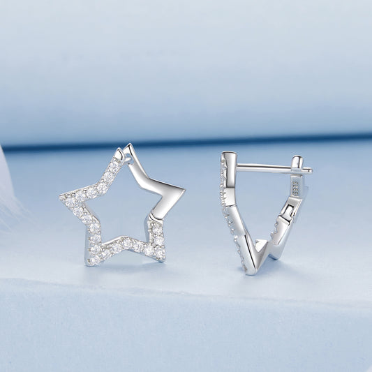 Stud Earrings Shining Star S925 Silver With CZ Stones