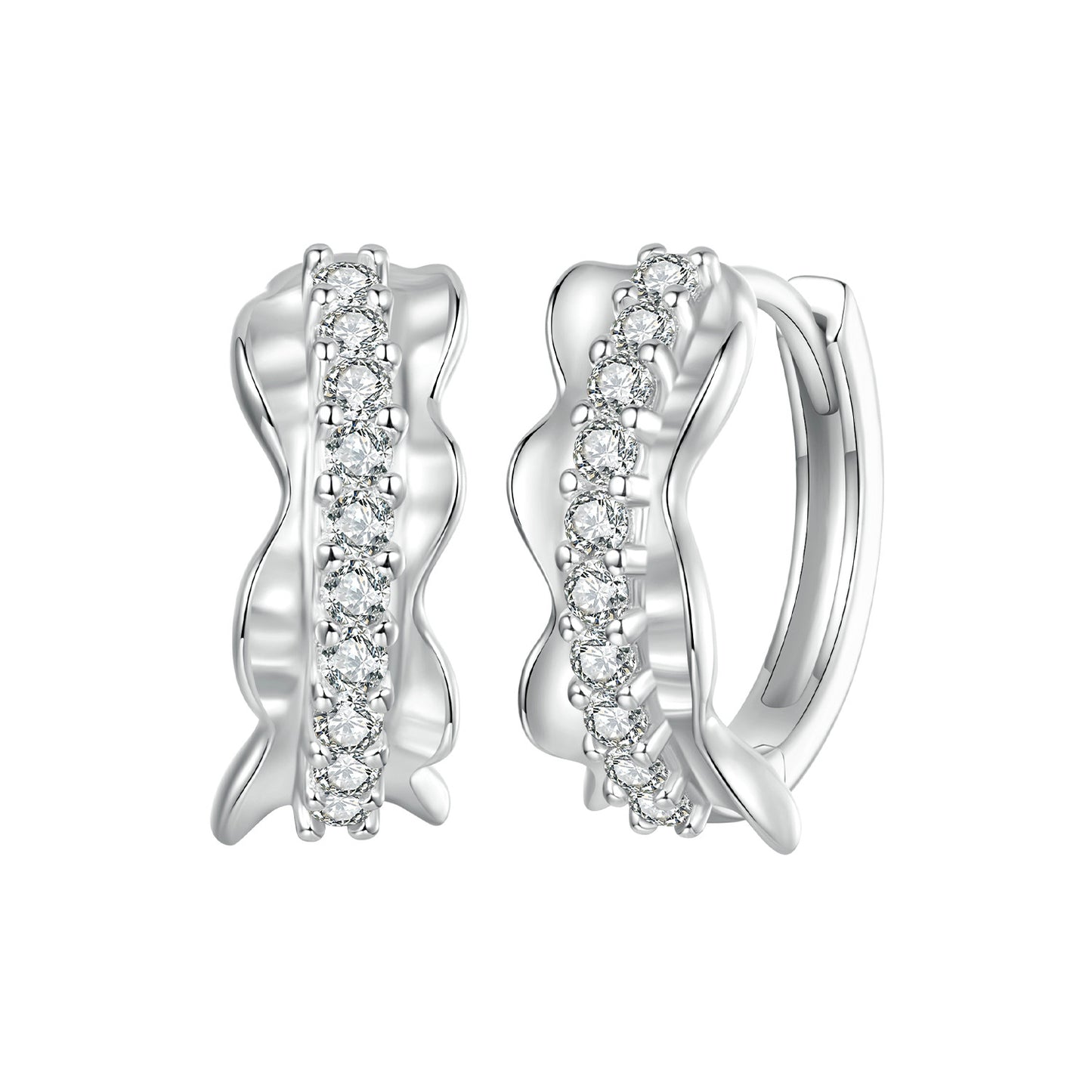 Hoop Earrings Lace Hoop S925 Silver With CZ Stones