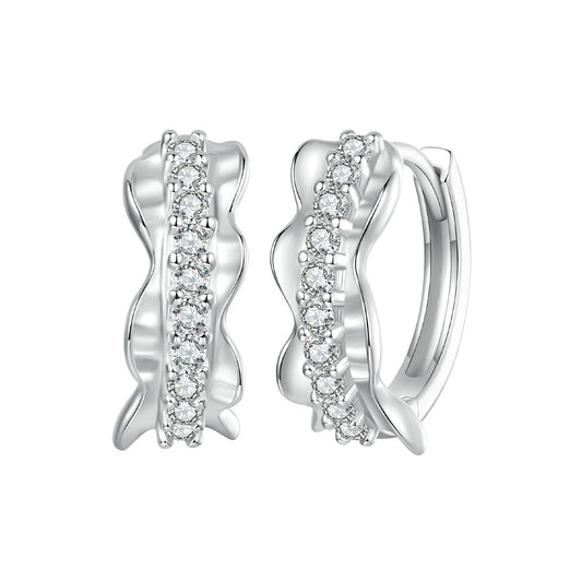 Hoop Earrings Lace Hoop S925 Silver With CZ Stones