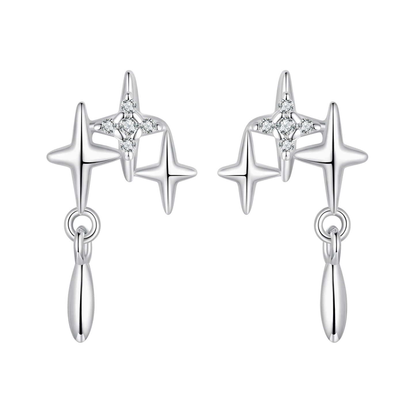 Stud Earrings Starry Stars S925 Silver