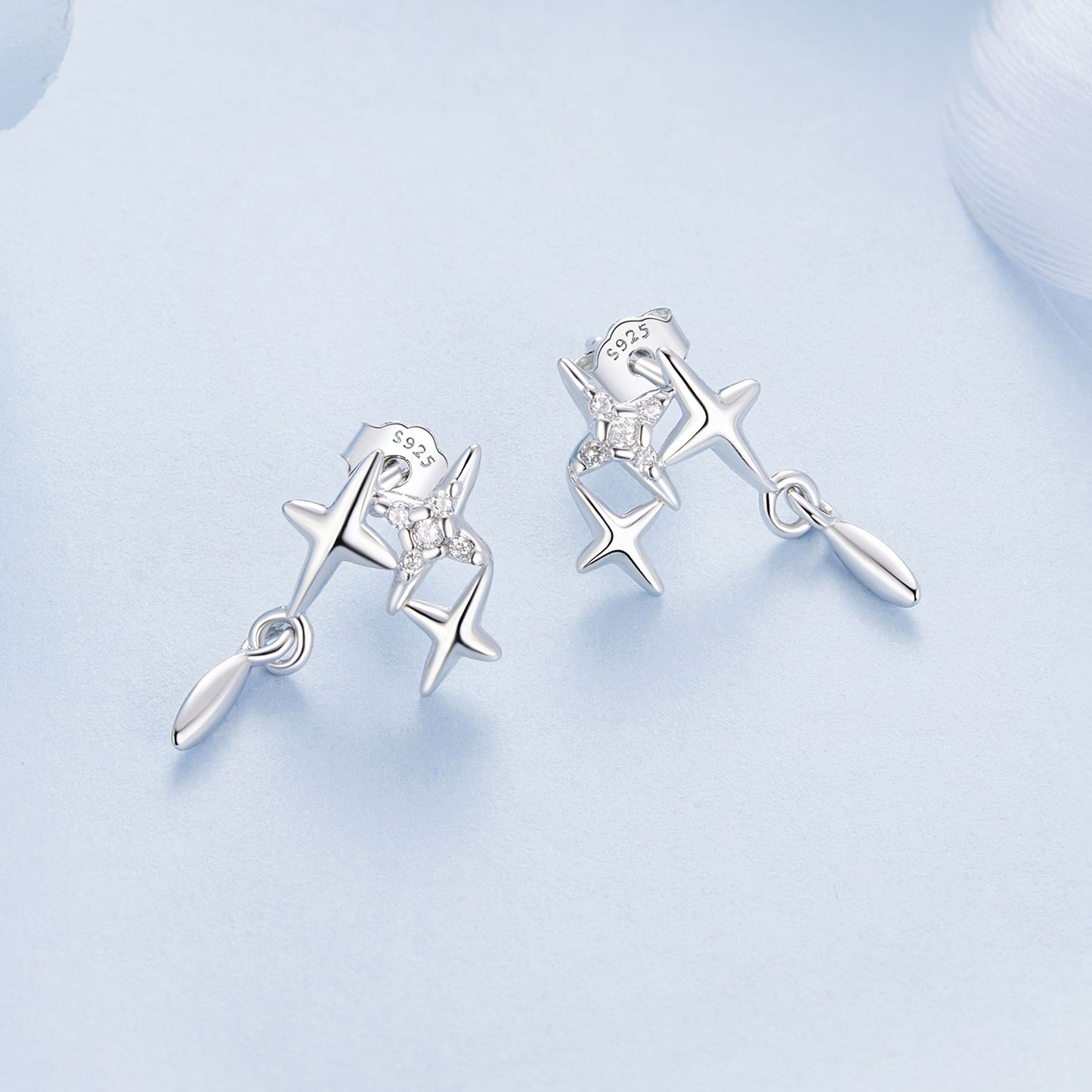 Stud Earrings Starry Stars S925 Silver