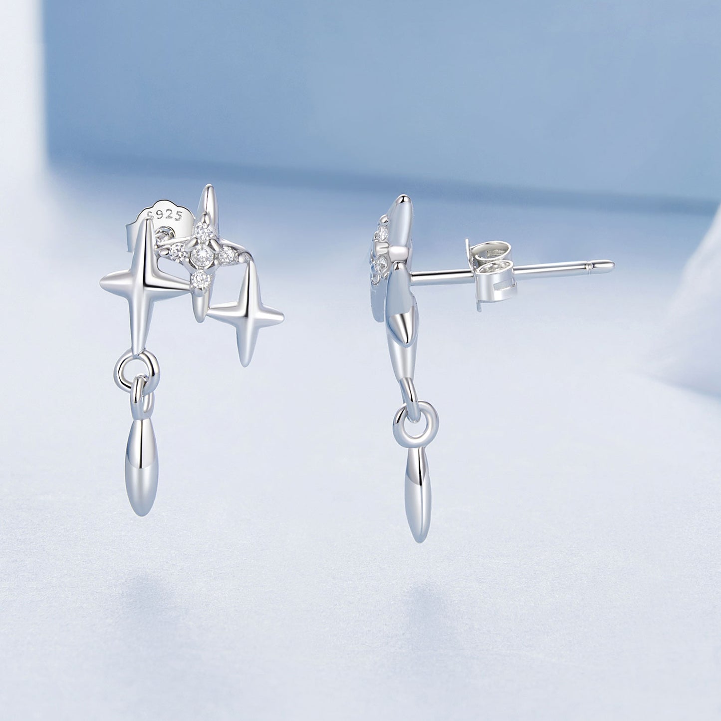 Stud Earrings Starry Stars S925 Silver