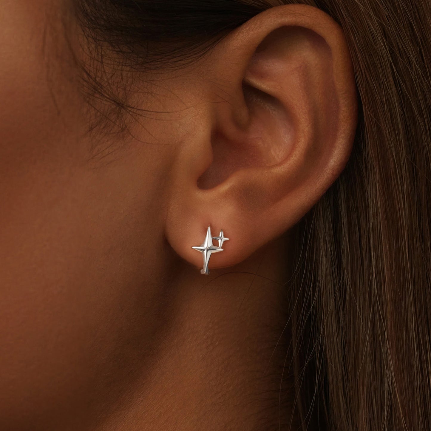 Hopp Earrings Simple Starry Stars S925 Silver