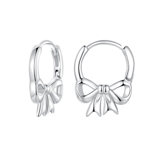 Hoop Earrings Bowknot S925 Silver