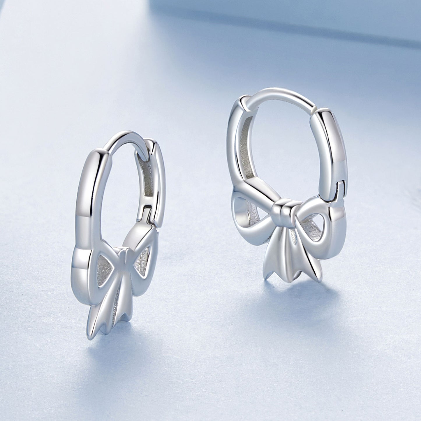 Hoop Earrings Bowknot S925 Silver