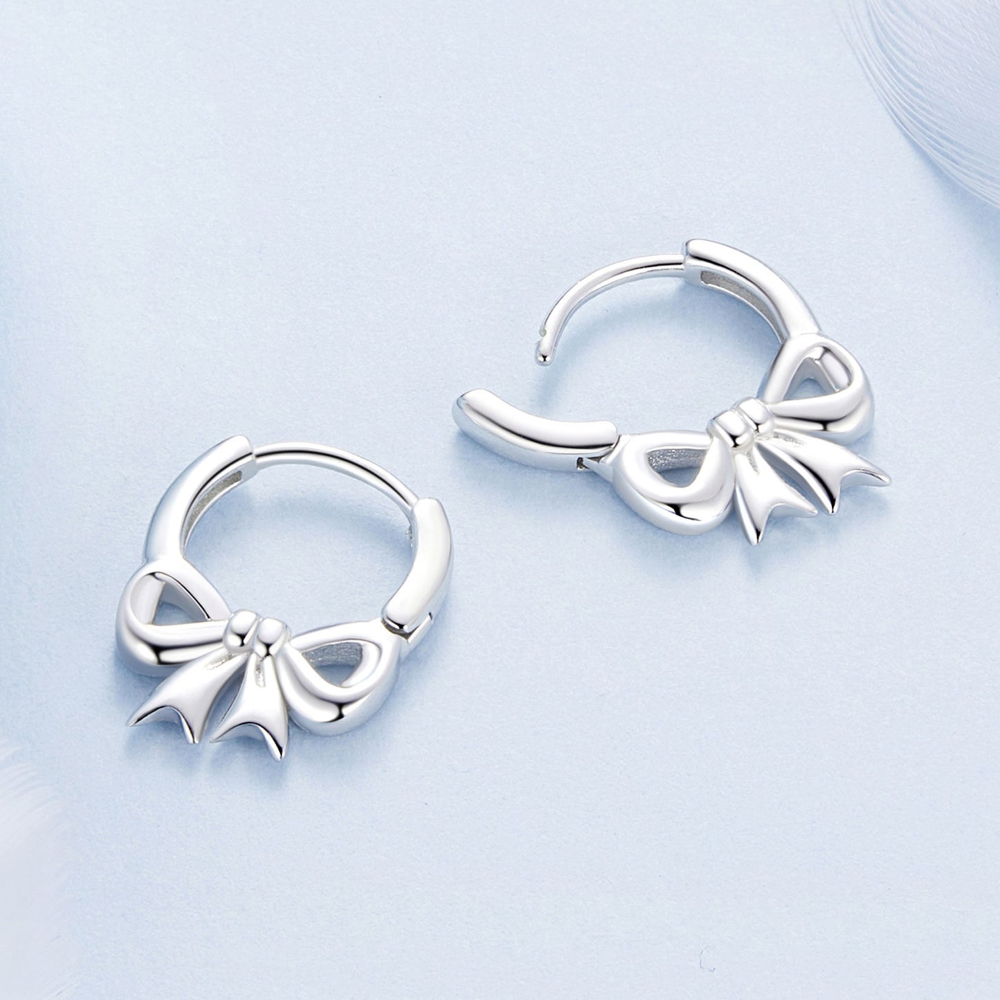 Hoop Earrings Bowknot S925 Silver