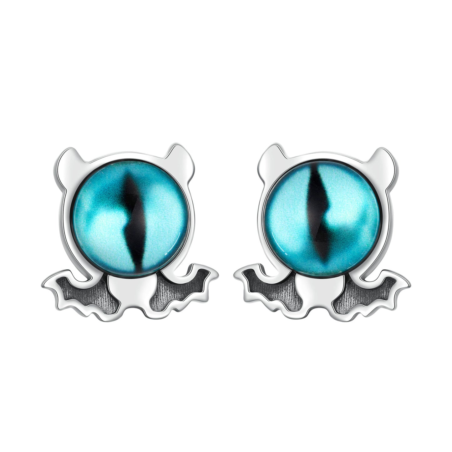 Stud Earrings Devil's Eyes Retro S925 Silver For Halloween