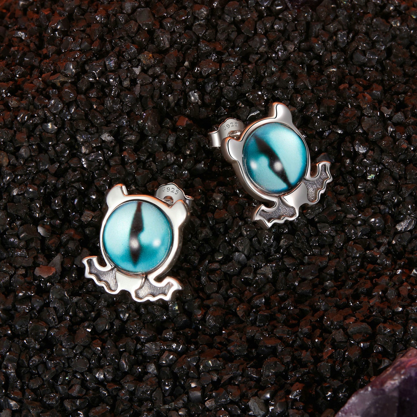 Stud Earrings Devil's Eyes Retro S925 Silver For Halloween