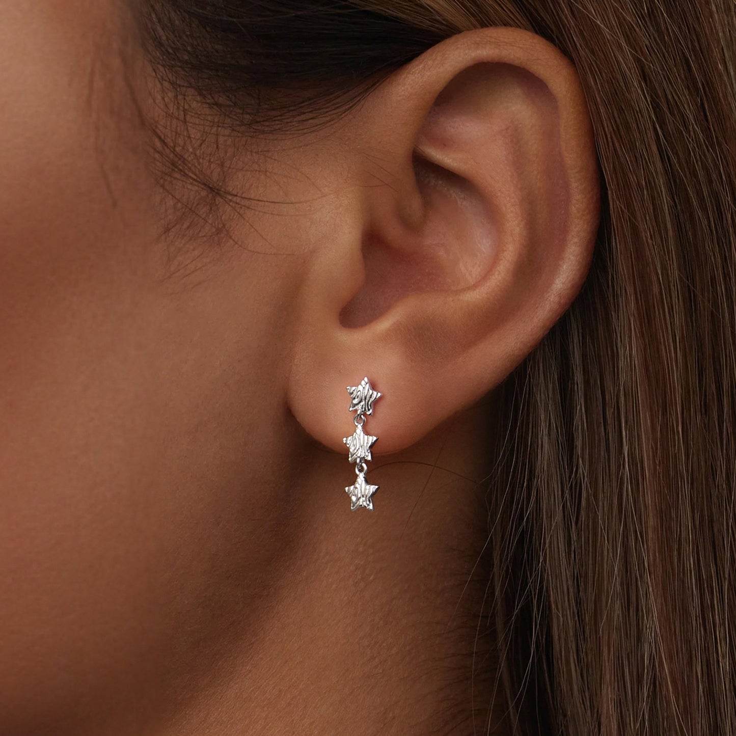 Stud Earrings With Stars Dancing Starlight Pendant S925 Silver