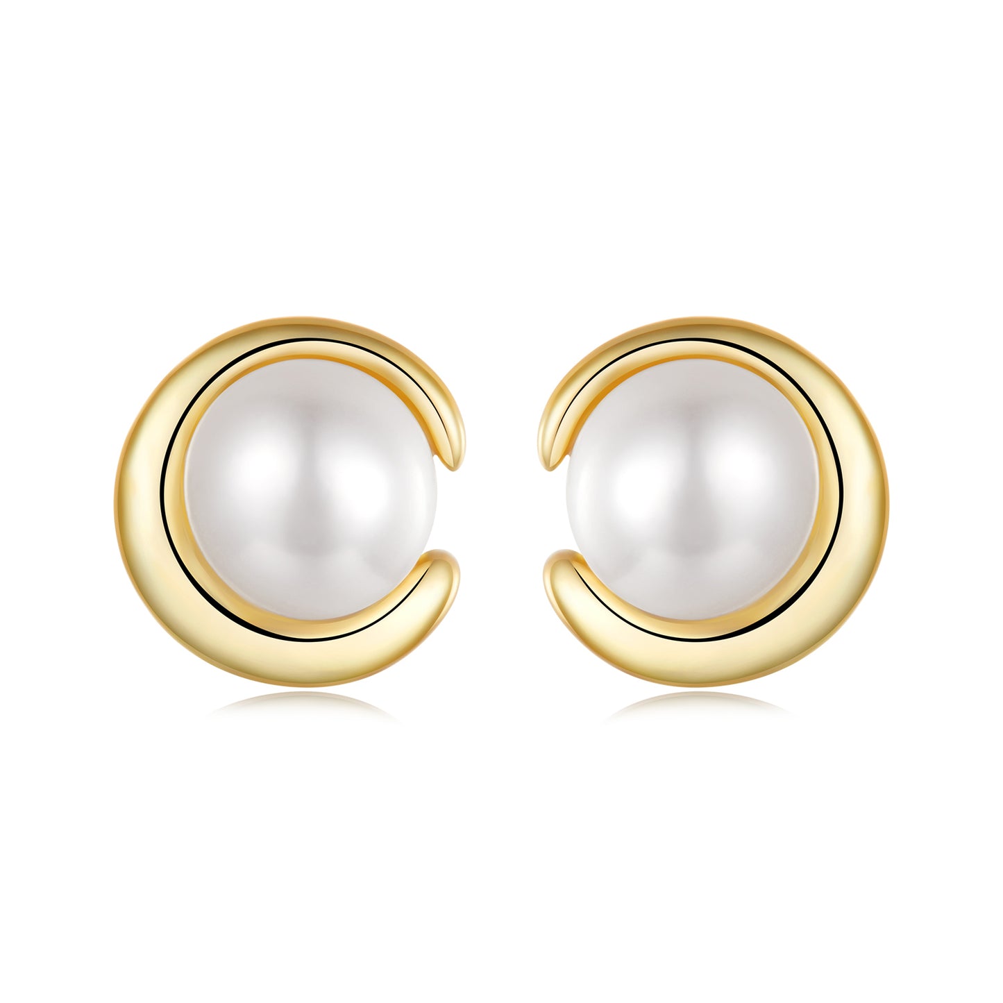 Stud Earrings Classic Pearl S925 Silver Gold Plated