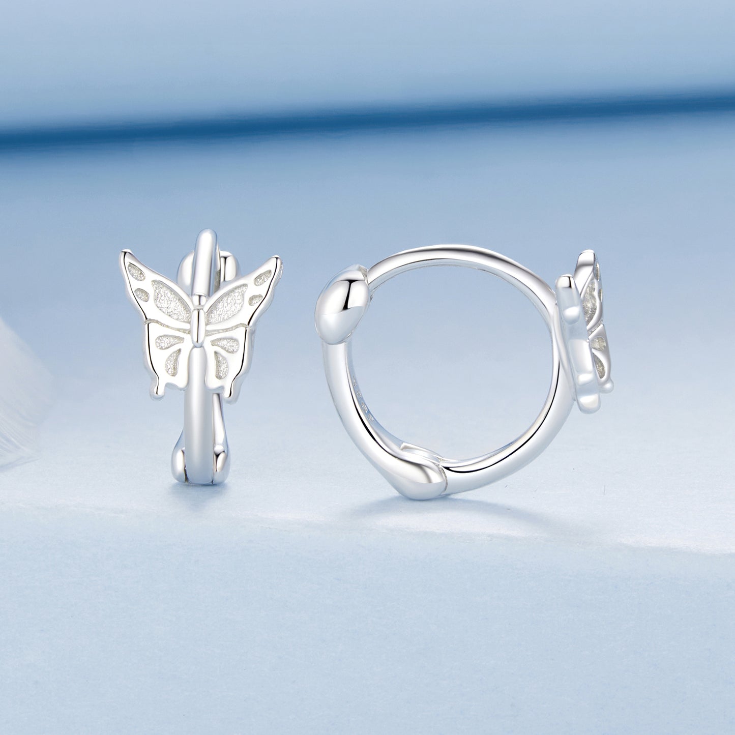 Hoop Earrings Butterfly S925 Silver