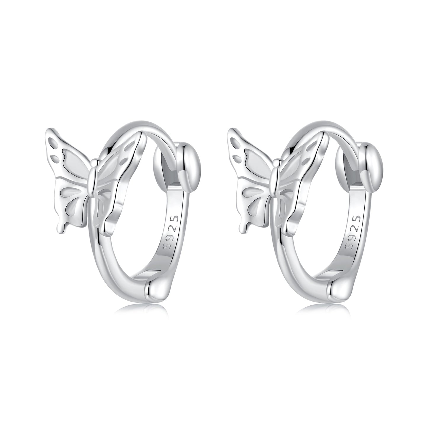 Hoop Earrings Butterfly S925 Silver