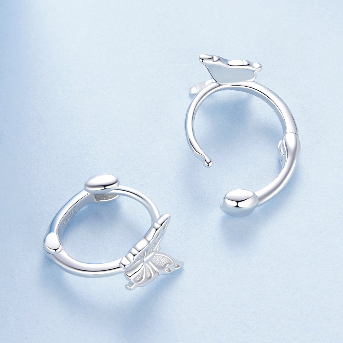 Hoop Earrings Butterfly S925 Silver