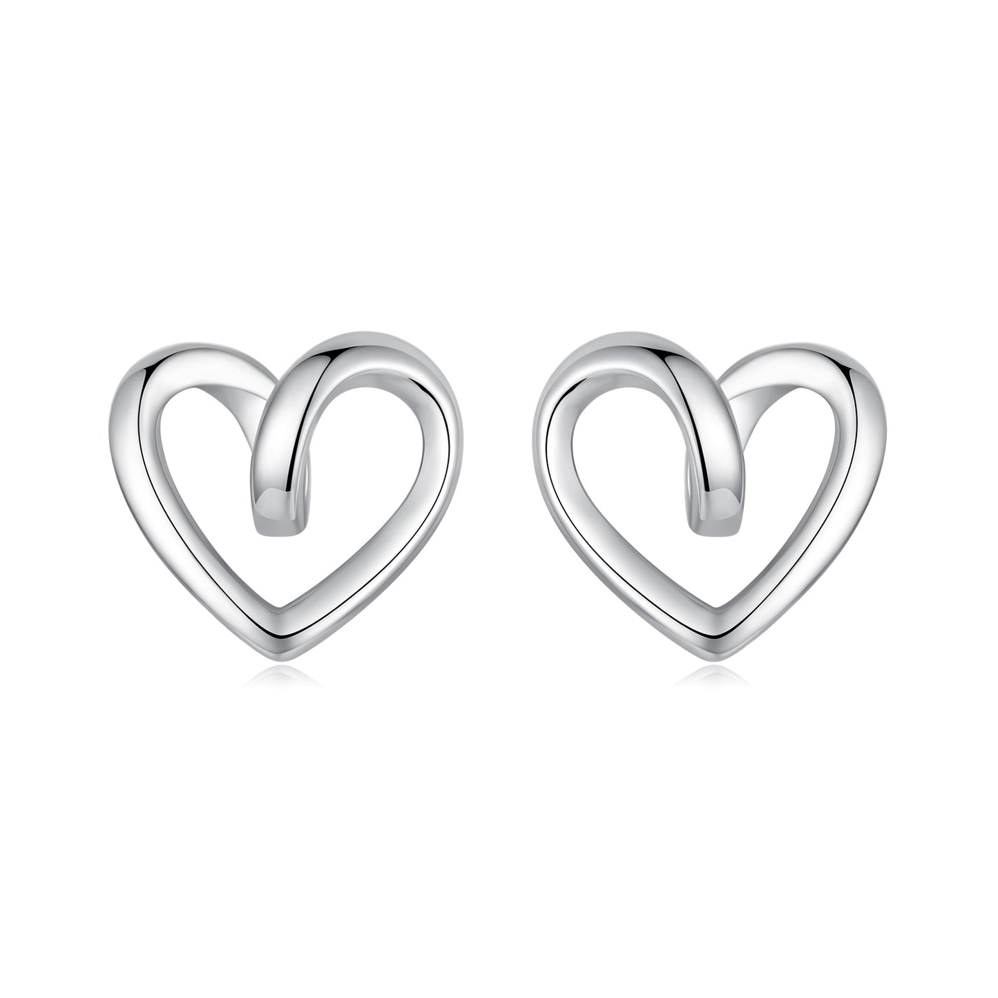 Stud Earrings Twisisted Heart S925 Silver