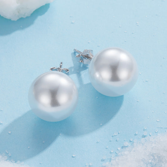 Stud Earrings Simple Pearl S925 Silver