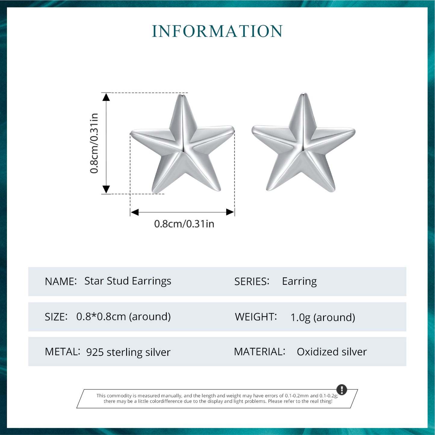 Stud Earrings Classic Star S925 Silver