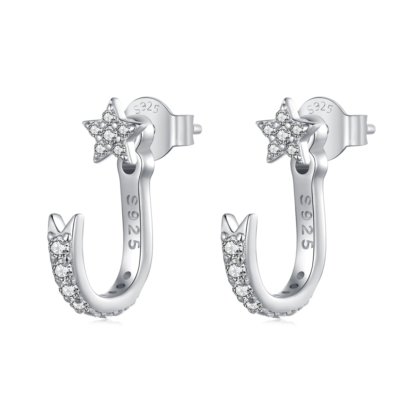 Stud Earrings Shining Star S925 Silver With CZ Stones