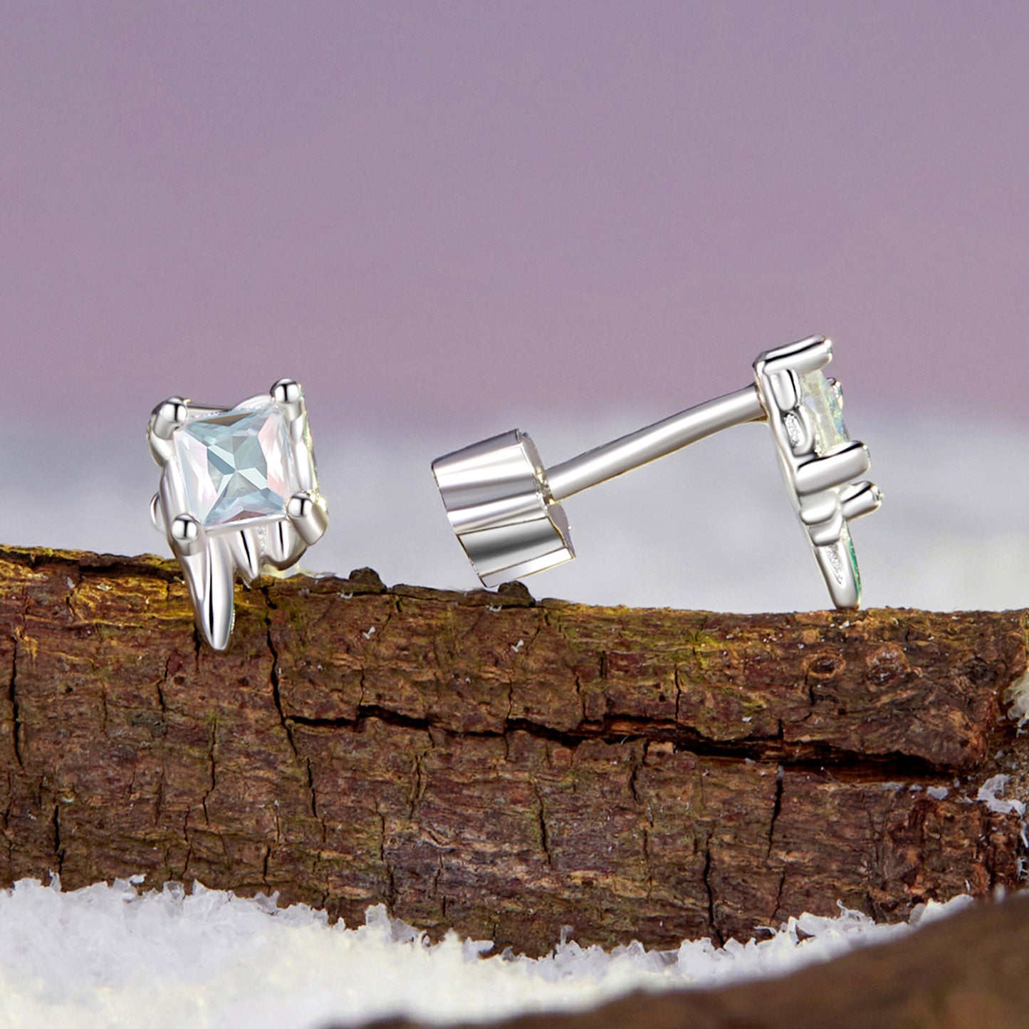 Stud Earrings Thawing Ice Cube S925 Silver