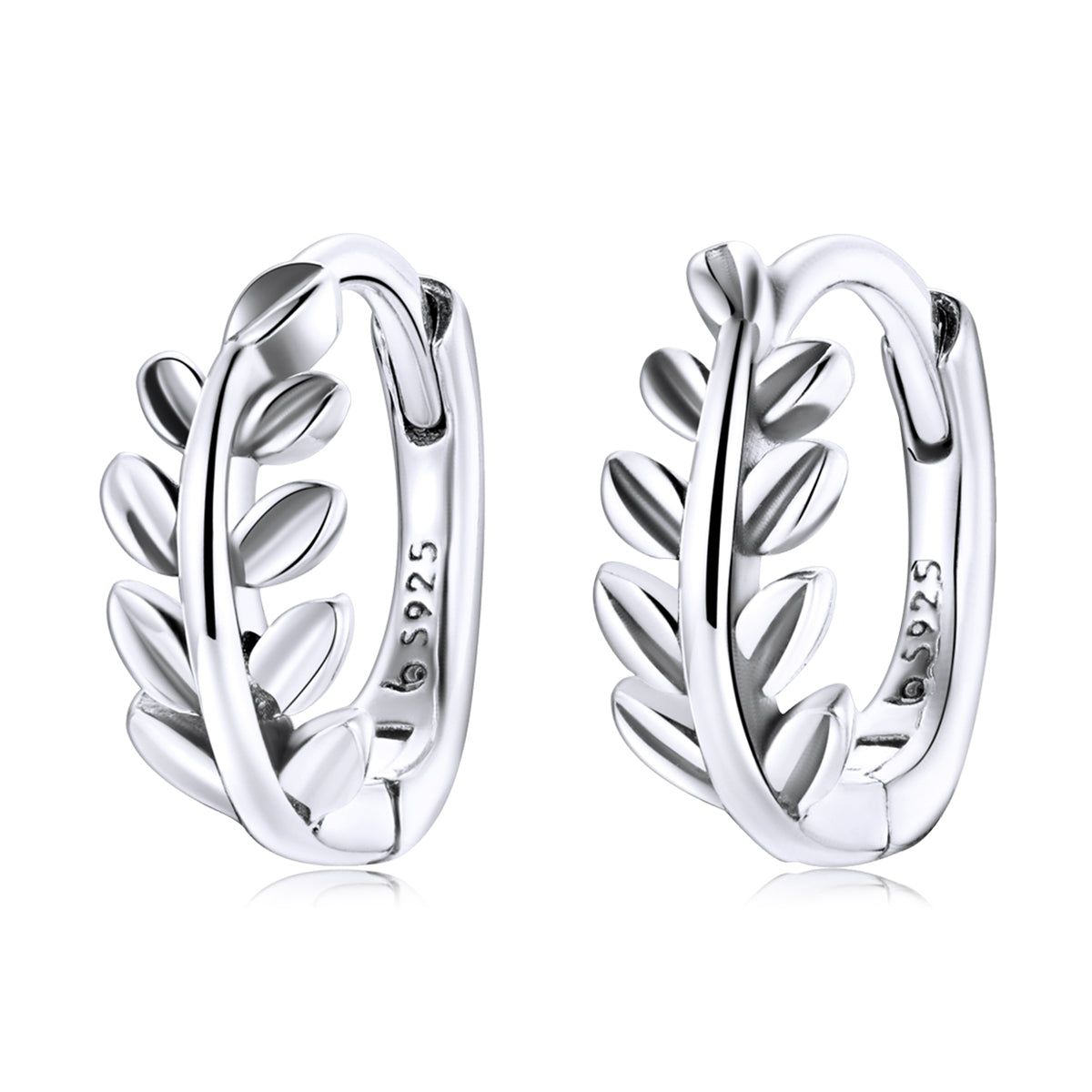 Boucles d'Oreilles Créoles Feuilles Classiques Argent 925