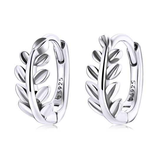 Boucles d'Oreilles Créoles Feuilles Classiques Argent 925