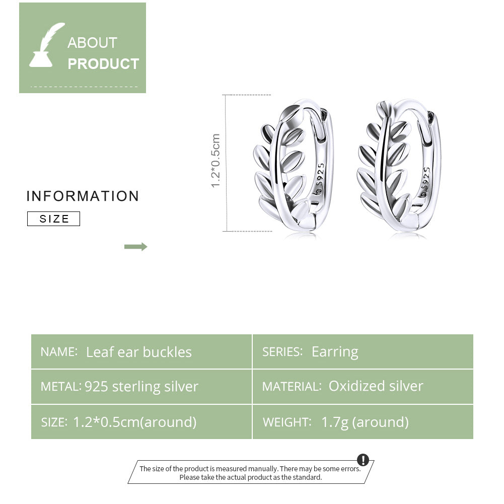 Hoop Earrings Classic Leaves 925 Silver