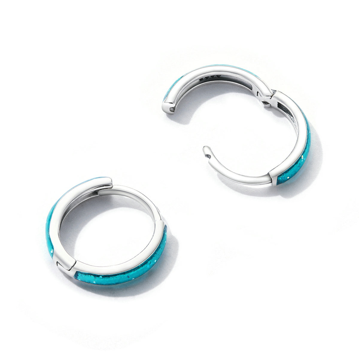 Hoop Earrings Shining Light Blue S925 Silver