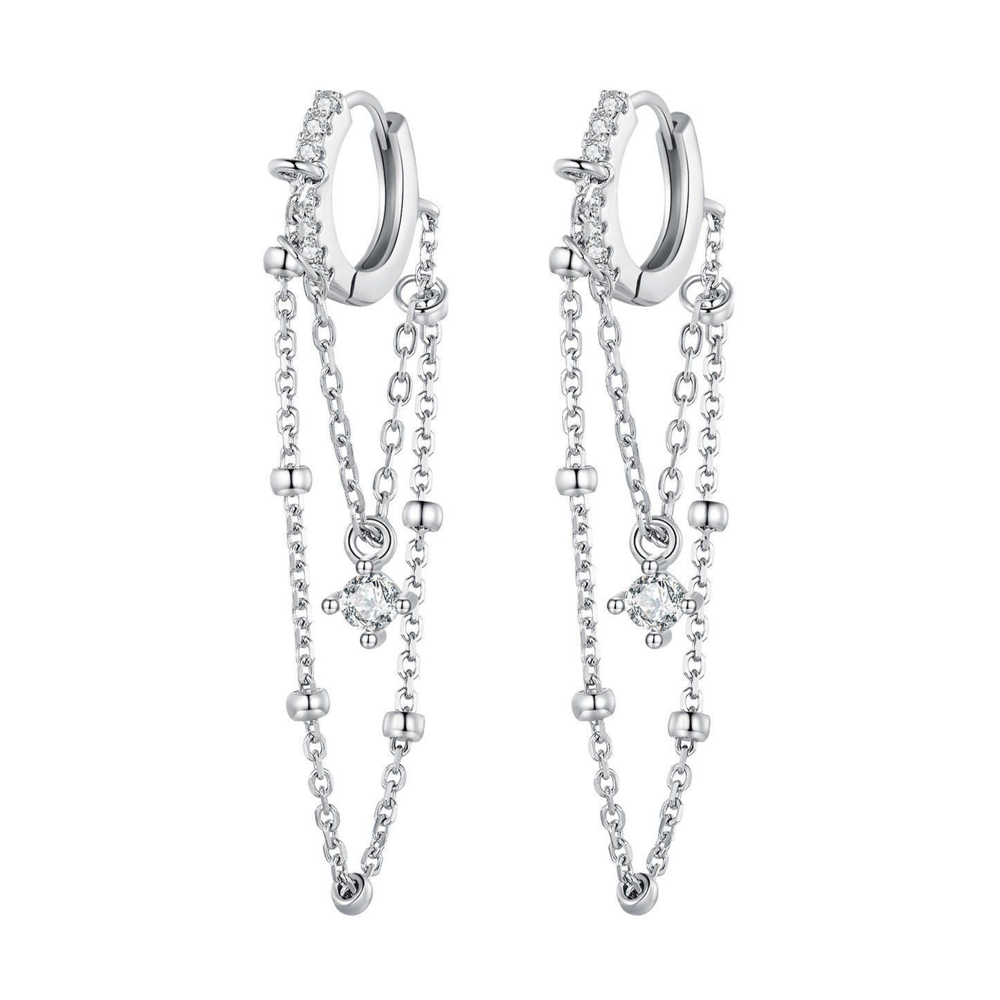 Drop Earrings Classic Tassel S925 Silver With Zircons