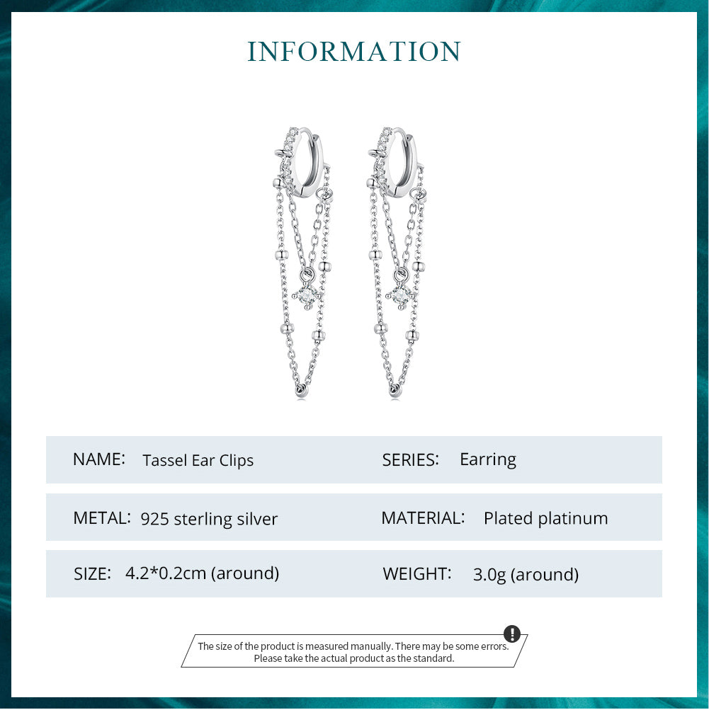 Drop Earrings Classic Tassel S925 Silver With Zircons