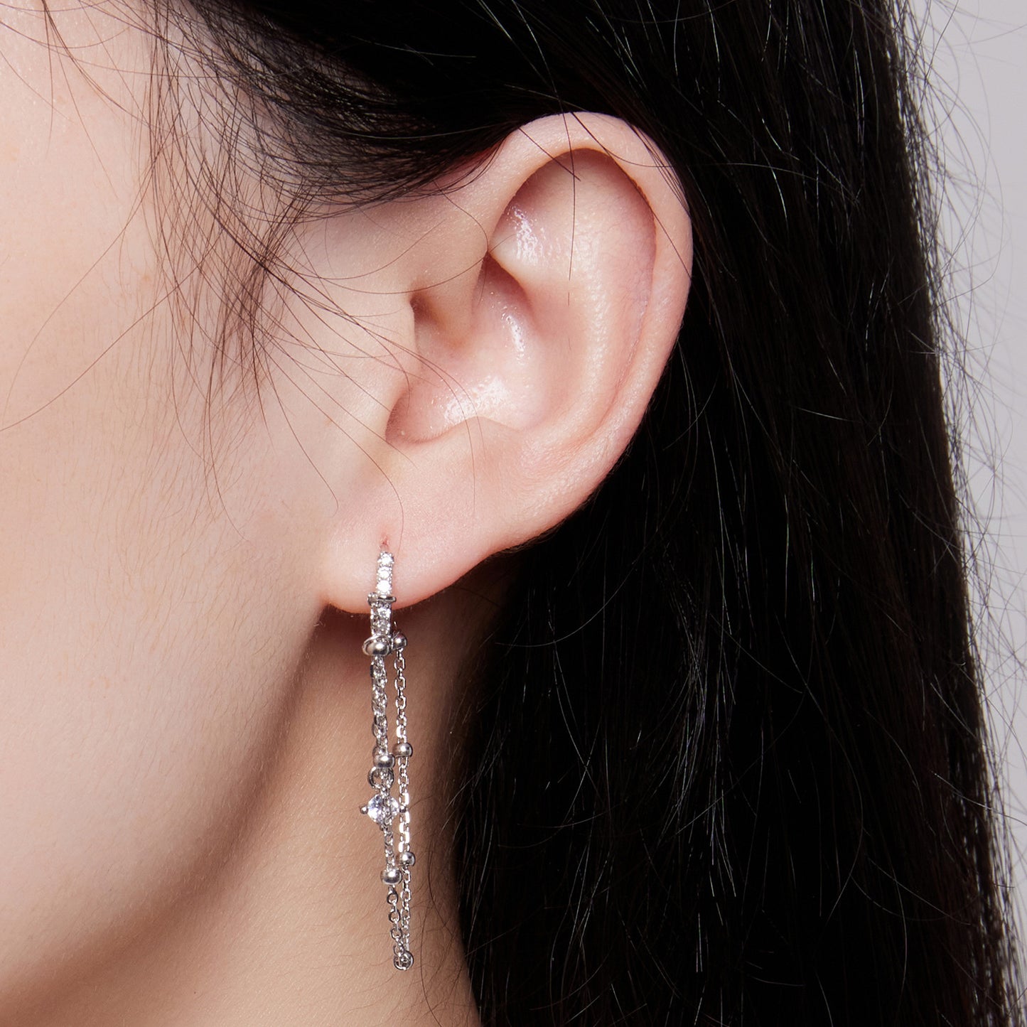 Drop Earrings Classic Tassel S925 Silver With Zircons