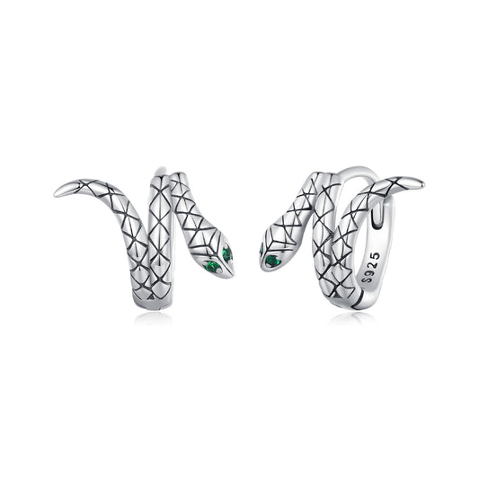 Boucles d'oreilles Créoles Classique Serpent Argent S925