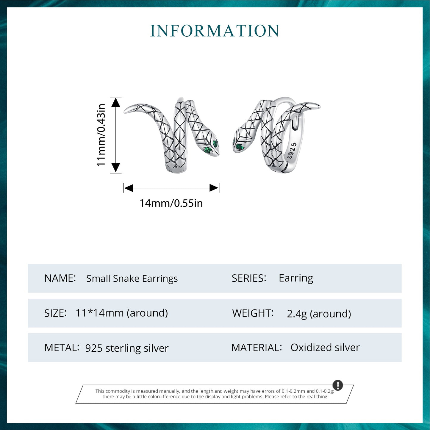 Boucles d'oreilles Créoles Classique Serpent Argent S925