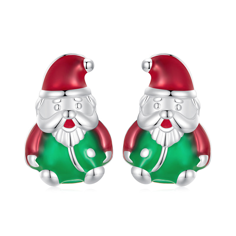 Boucles d'oreilles Puces Père Noël Lumineux Argent S925