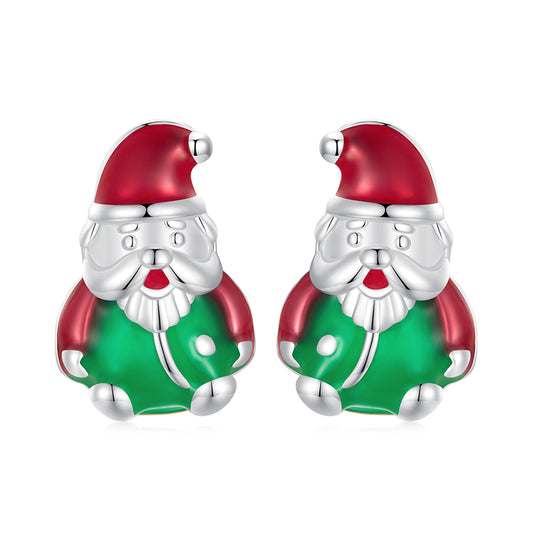 Stud Earrings Luminous Santa Claus S925 Silver