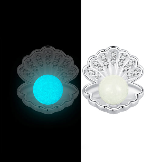 Stud Earrings Luminous Pearl Shell Marine Style S925 Silver