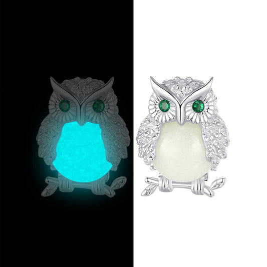 Stud Earrings Luminous Owl S925 Silver