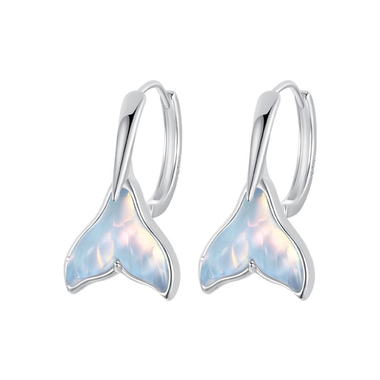 Hoop Earrings Colorful Fish Tail S925 Silver