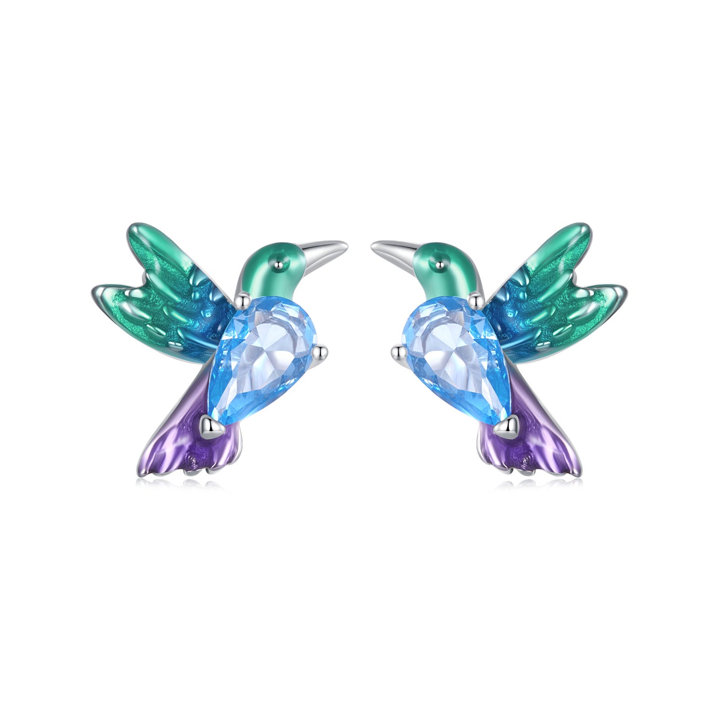 Stud Earrings Cute Bird S925 Silver